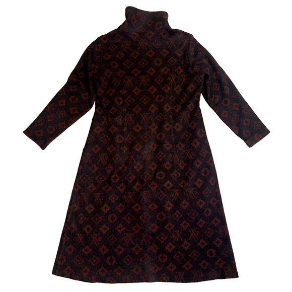 Regancy Total Fashion Midi Dress Womens Large 10/12 Black wRed Geometric Print - Picture 4 of 15